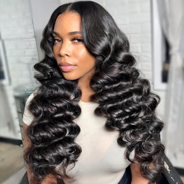 Hairsmarket Pre Cut Pre Plucked Glueless Wigs Loose Deep Wave 5x5 Hd L