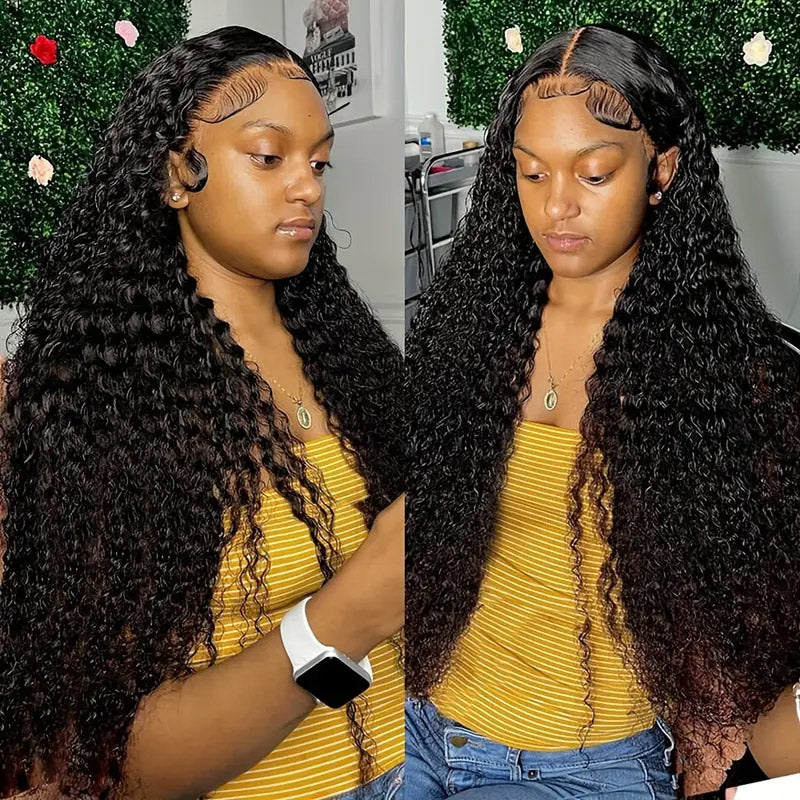 30“=$179 | Hairsmarket 13x6 HD Lace Front Wig Deep Wave HD Lace Frontal Wig Pre Plucked &amp; Pre Bleach Glueless Human Hair Wig