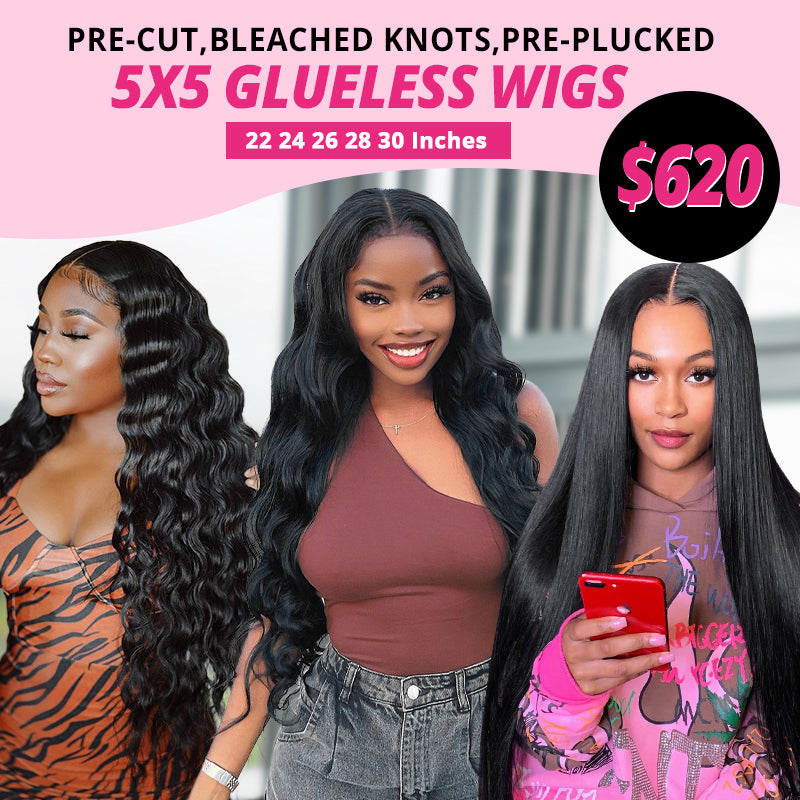 Wholesale | 5x5 HD Lace closure Wigs Pre-Cut Lace Pre-Plucked Bleahed Knots Glueless Wigs