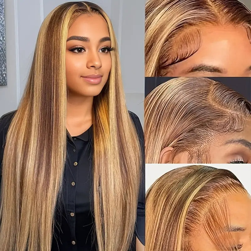 30&quot;=$185|13x6 P4/27 Color HD Lace Front Wigs Pre Plucked HD Lace Frontal Wig Pre Bleach Knots Human Hair Wig