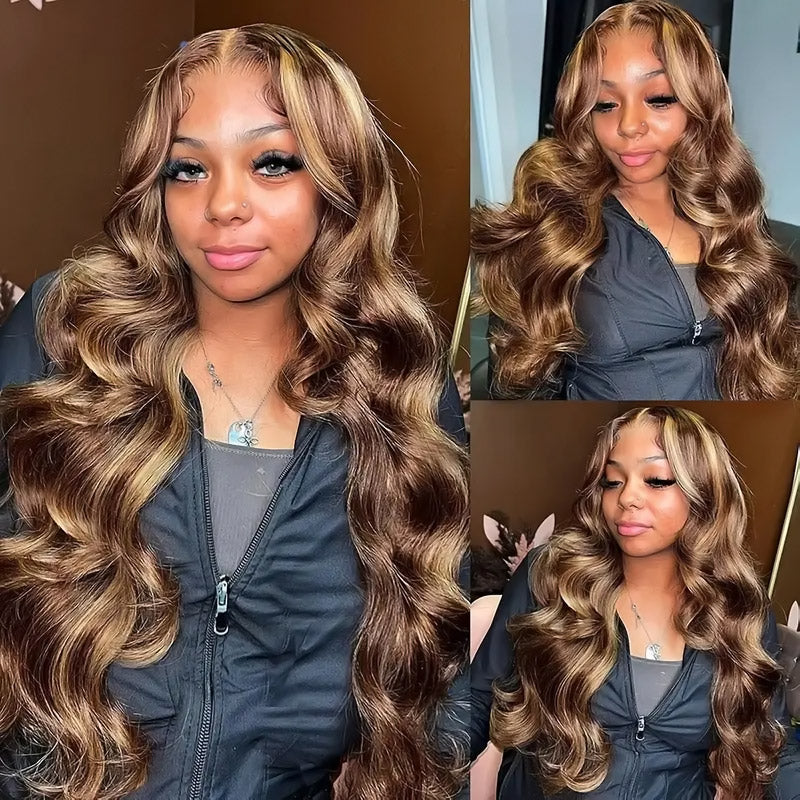 30&quot;=$185|13x6 P4/27 Color HD Lace Front Wigs Pre Plucked HD Lace Frontal Wig Pre Bleach Knots Human Hair Wig