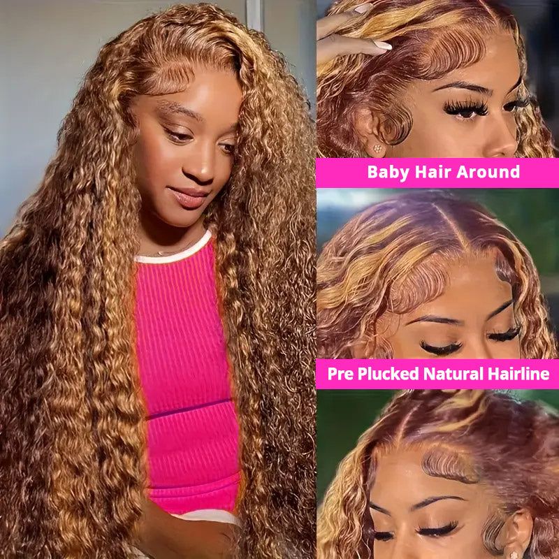 30&quot;=$185|13x6 P4/27 Color HD Lace Front Wigs Pre Plucked HD Lace Frontal Wig Pre Bleach Knots Human Hair Wig