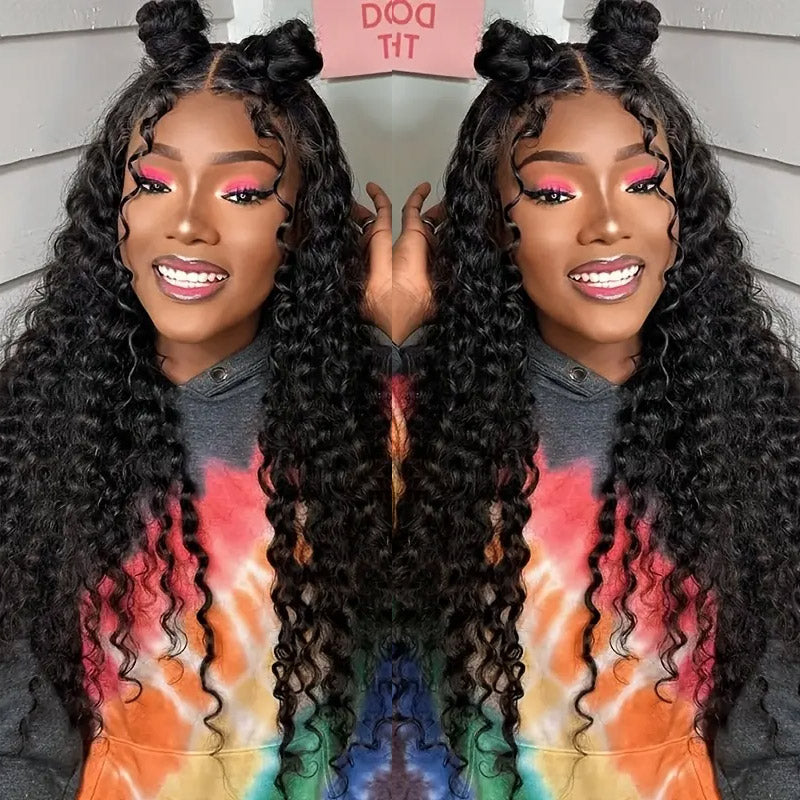 30“=$179 | Hairsmarket 13x6 HD Lace Front Wig Deep Wave HD Lace Frontal Wig Pre Plucked &amp; Pre Bleach Glueless Human Hair Wig