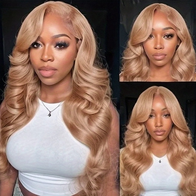 Body Wave Glueless Wigs Milk Tea Brown 13x4 HD Lace Front Wigs Colored Human Hair Wigs