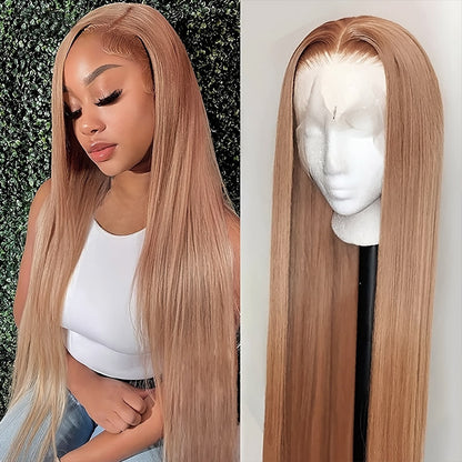 13x4 HD Lace Front Wigs Milk Tea Brown Human Hair Wigs Straight Hair Light Brown Glueless Wigs