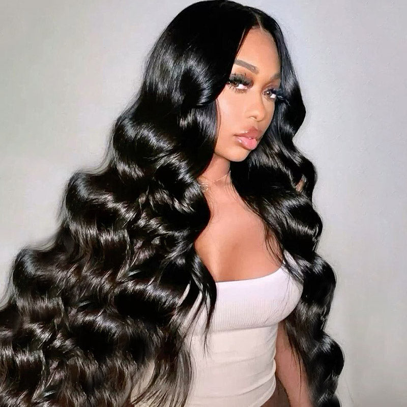 Hairsmarket 13x6 HD Lace Front Wig Pre Plucked &amp; Pre Bleach Glueless Wig Body Wave Human Hair Wig 180% Density