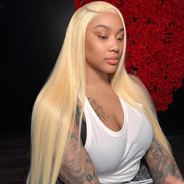 613 Blonde Glueless Wigs Straight Hair Lace Front Wigs HD Lace Frontal Wigs With 3 Cap Sizes