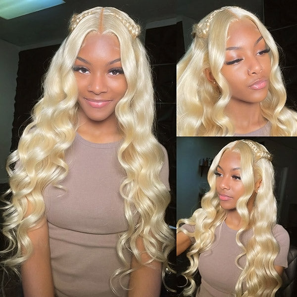 613 Blonde 13x4 HD Lace Front Wig Body Wave Lace Frontal Human Hair Wigs With 3 Cap Sizes