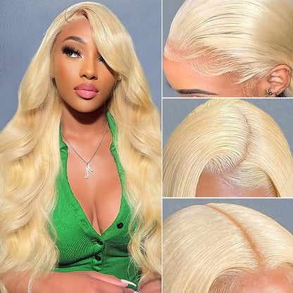 613 Blonde 13x4 HD Lace Front Wig Body Wave Lace Frontal Human Hair Wigs With 3 Cap Sizes