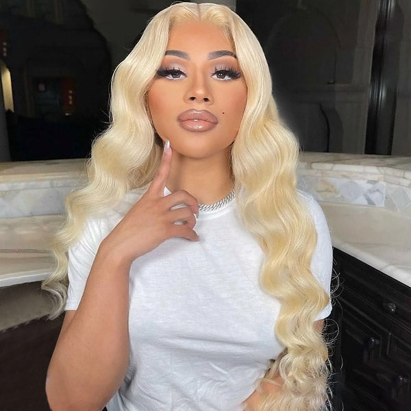 Honey Blonde Wigs 613 Body Wave Human Hair Wig HD Lace Part Wig