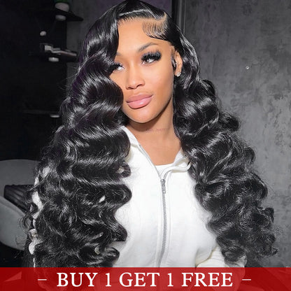 (Bogo Free)Hairsmarket Loose Deep Wave Lace Front Wigs HD Transparent Glueless Human Hair Wigs