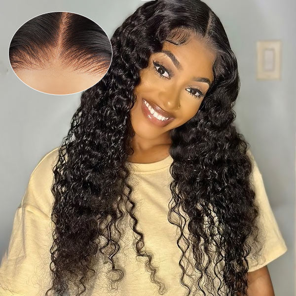 Hairsmarket Deep Wave 5x5 HD Lace Closure Wig Pre Cut Bleached Knots Glueless Wigs