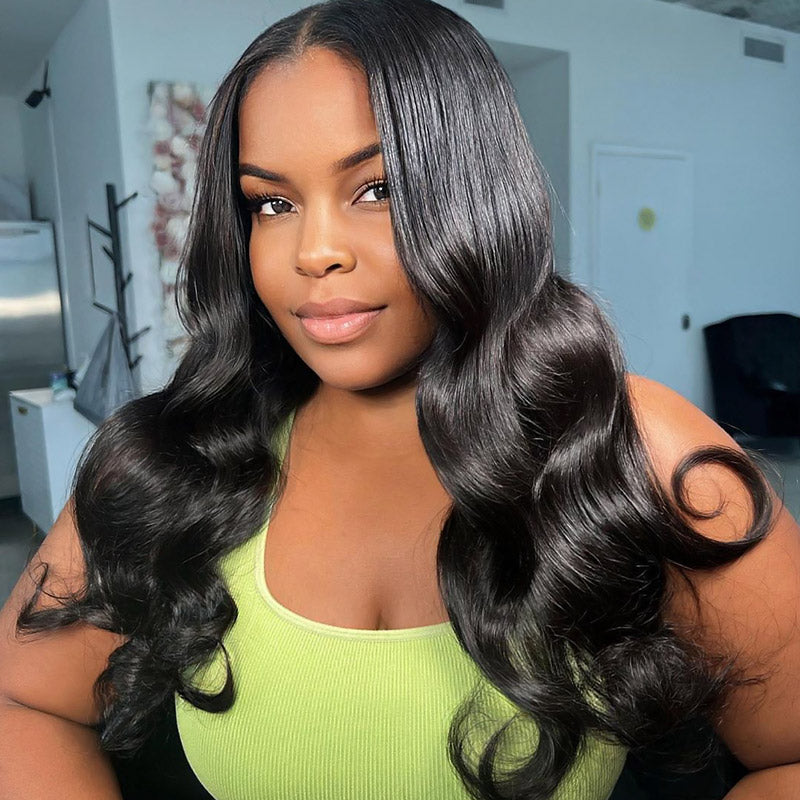 Body Wave Bundles with Closure Brazilian Human Hair 3 Bundles with 4x4 Lace Closure