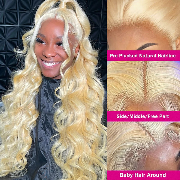 613 Blonde 360 HD Lace Front Wig Body Wave Human Hair Glueless Wigs