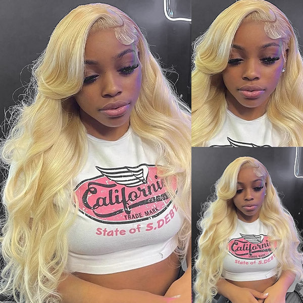 Blonde Human Hair Wigs Glueless Wigs 613 Honey Blonde Body Wave Wig 13x4 HD Lace Front Wigs Barbie Hair Style 30 Inch 180% Density