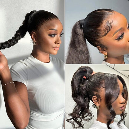 Hairsmarket 360 Invisi Strap Snug Straight Lace Frontal Wig 100% Human Hair Glueless Wig