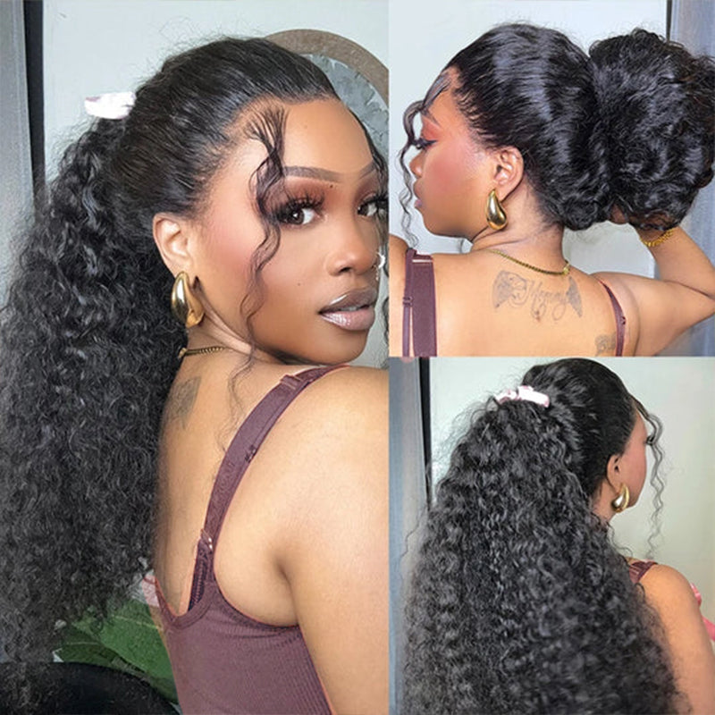 Hairsmarket Deep Wave Invisi Strap Snug Fit 360 Transparent Lace Front Wig Pre Plucked Glueless Wig