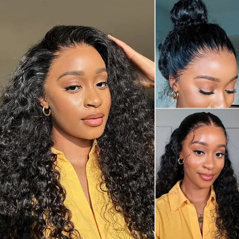 Hairsmarket Deep Wave Invisi Strap Snug Fit 360 Transparent Lace Front Wig Pre Plucked Glueless Wig