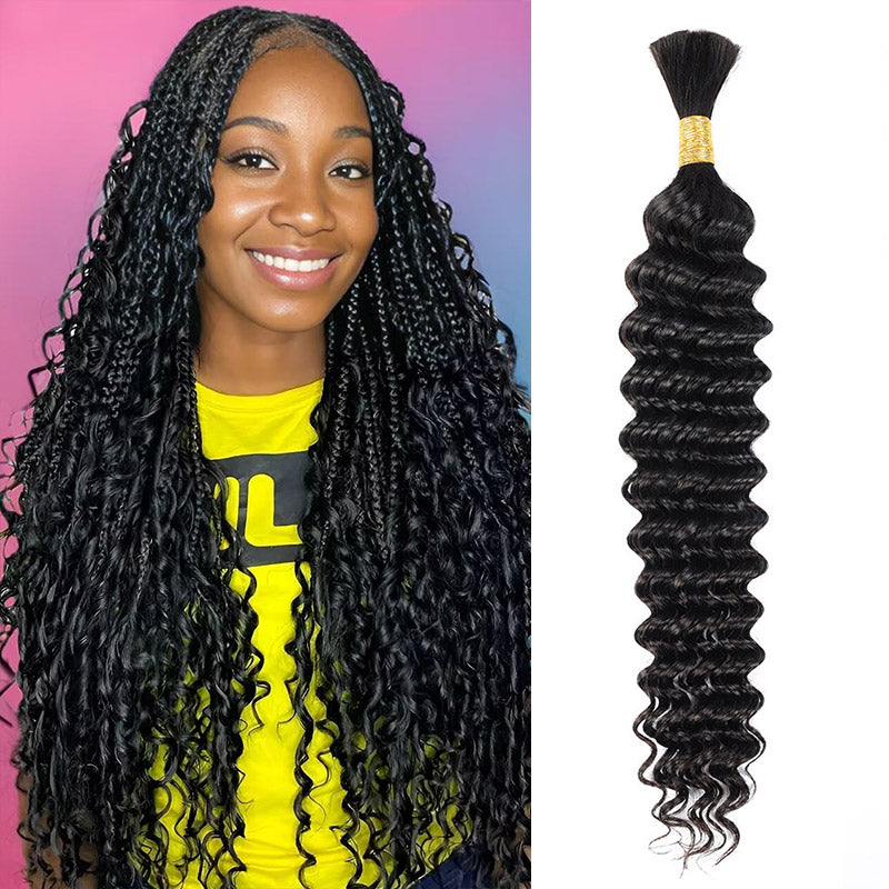 Deep Wave Human Braiding Hair Deep Wave Bulk Human Hair 1/3/4 Bundles Hair Extensions For Braiding