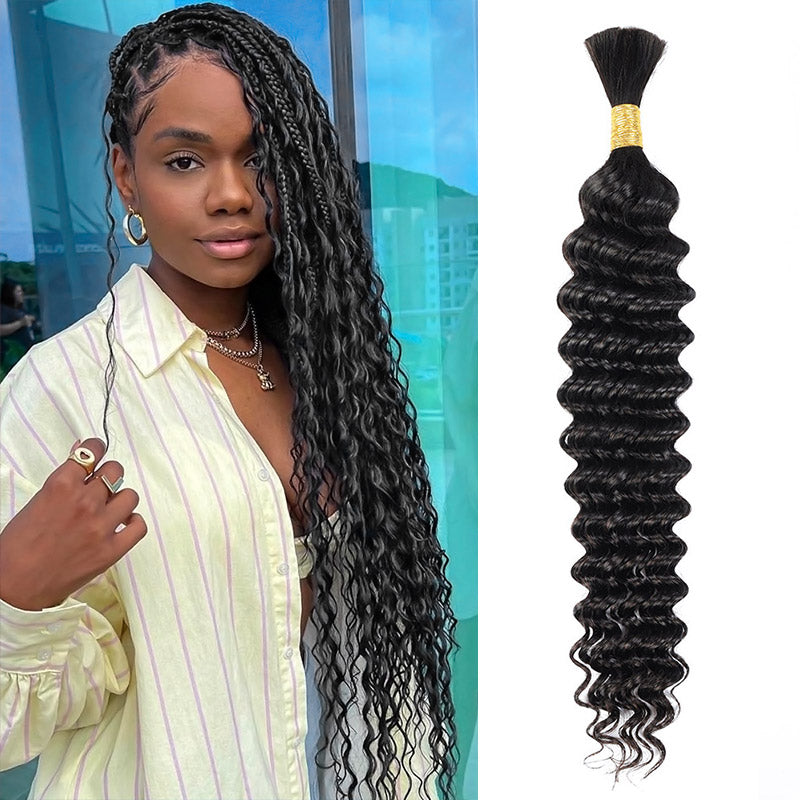 Deep Wave Human Hair for Braiding Bulk Human Hair 1 Bundle Hair Extensions