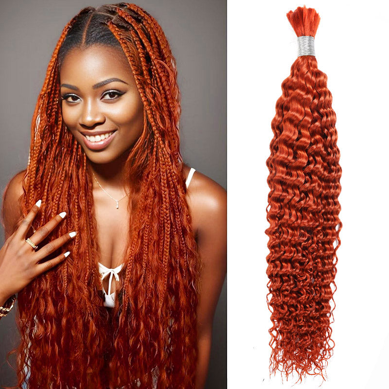 Ginger Human Braiding Hair Orange Ginger Deep Wave Bulk Human Hair For Braiding Colorful Human Hair Extensions