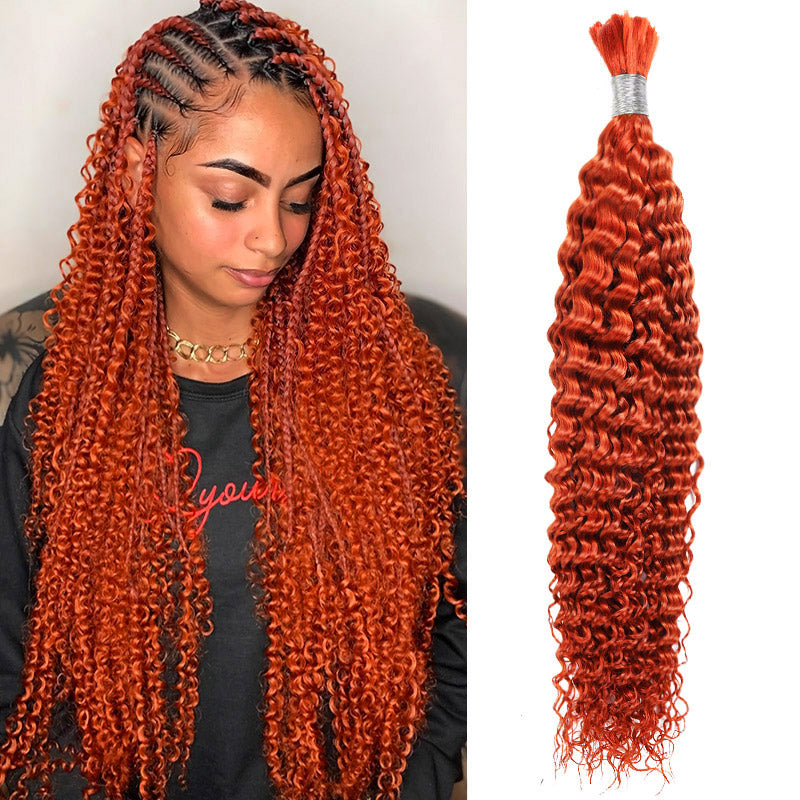 Ginger Human Braiding Hair Orange Ginger Deep Wave Bulk Human Hair For Braiding Colorful Human Hair Extensions