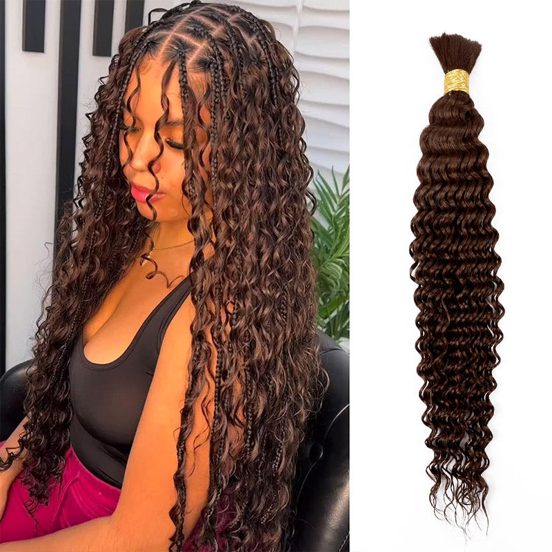 Dark Brown Deep Wave Bulk Hair For Braiding 