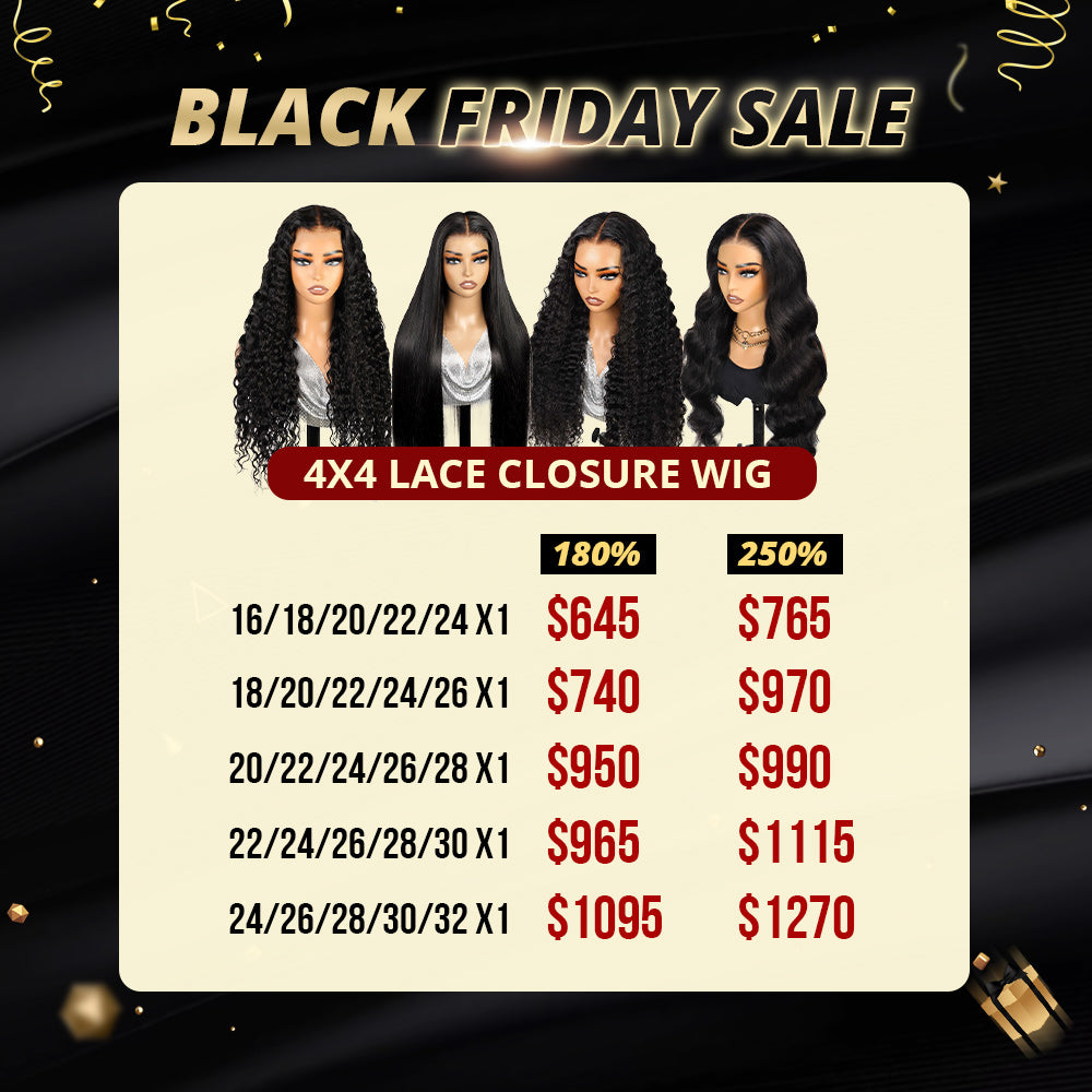 Black Friday Deal | Hairsmarket 4x4 Lace Closure Wigs 5PCS