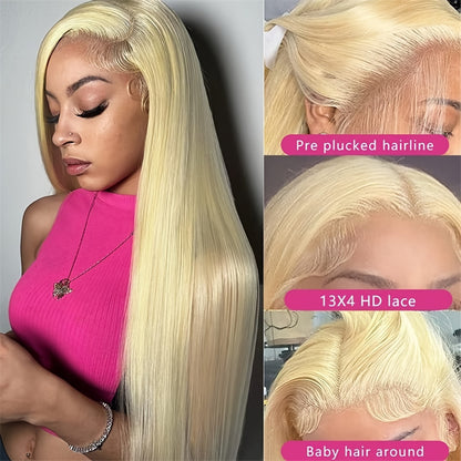 613 Blonde Glueless Wigs Body Wave Human Hair Wigs HD Lace Frontal Wigs Straight Hair Deep Wave Styles