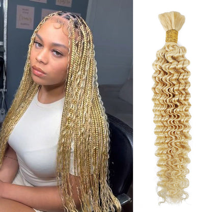 Hairsmarket Human Braiding Hair 613 Blonde Deep Wave Bulk Hair For Micro Braiding No Weft