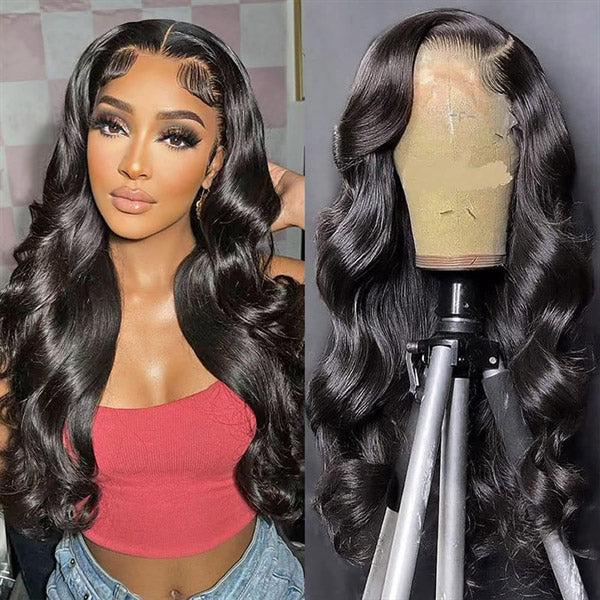 Hairsmarket Wear and Go Glueless Wigs Body Wave 4x4 Lace Closure Wig Brazilian HD Lace Wigs 8-30 Inch