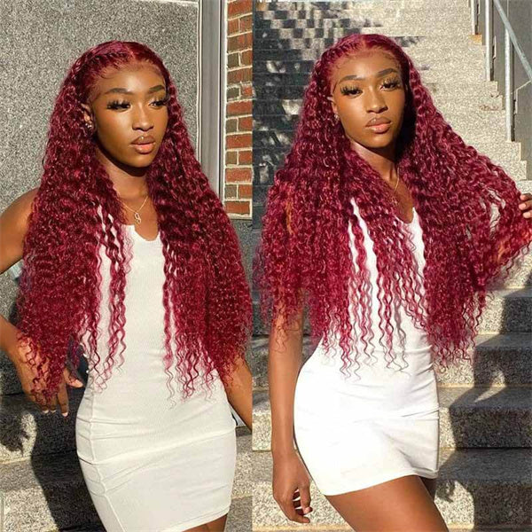 Hairsmarket Bogo Free 99j 13x4 Lace Frontal Wig Straight Human Hair Wigs Deep Wave/Body Wave Wigs