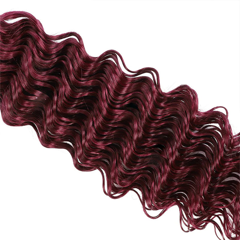 Hairsmarket Braiding Hair Burgundy Deep Wave Human Hair 1/3/4 Bundles Bulk Human Hair Extensions