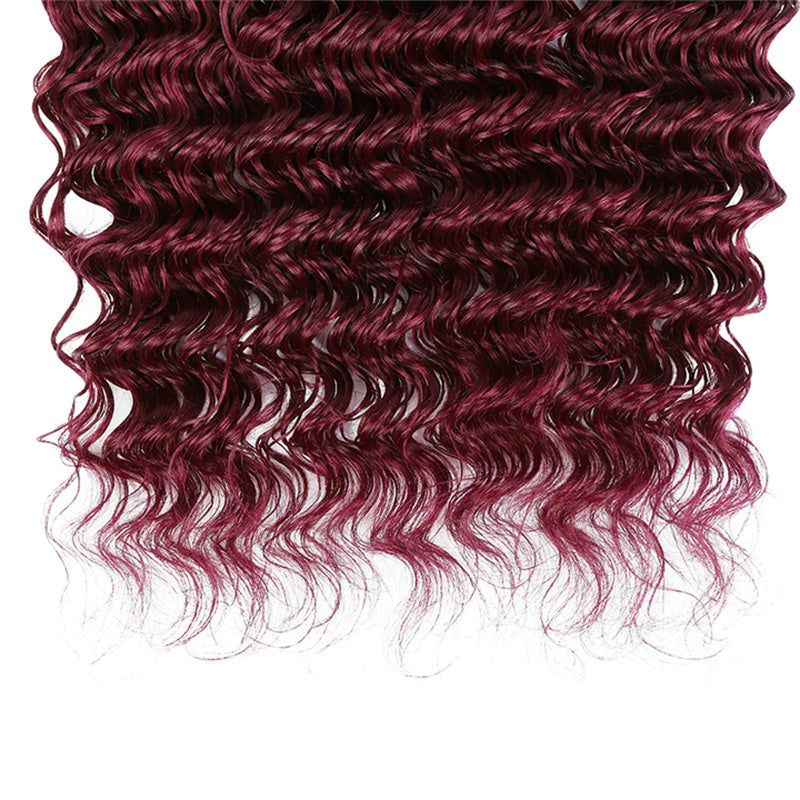 Hairsmarket Braiding Hair Burgundy Deep Wave Human Hair 1/3/4 Bundles Bulk Human Hair Extensions