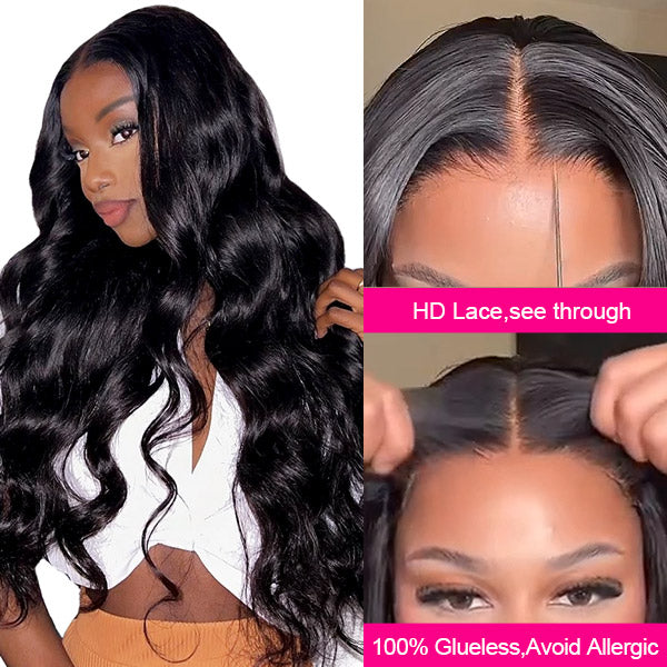 Pre Cut Lace Body Wave 13x6 Full Lace Frontal Wigs HD Transparent Wear And Go Wigs