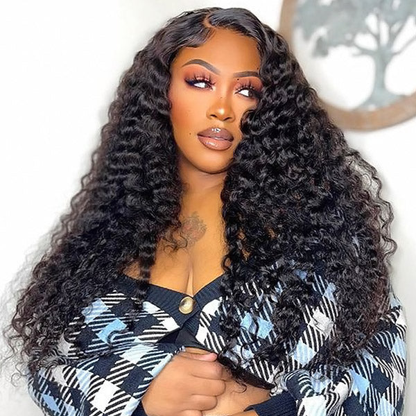 Deep Wave Glueless Wigs HD Transparent 13x6 Lace Frontal Wigs Pre Bleached Knots