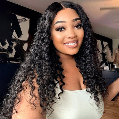 Deep Wave Glueless Lace Closure Wigs 4x4 HD Lace Wigs With 3 Cap Sizes