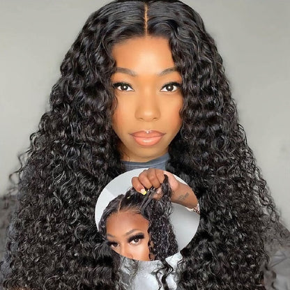 Deep Wave Glueless Wigs HD Transparent 13x6 Lace Frontal Wigs Pre Bleached Knots