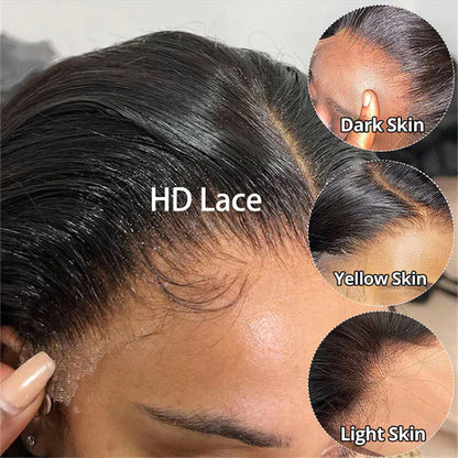 13x6 Invisible HD Lace Front Wigs Deep Wave Human Hair Wig Pre Plucked Hairline