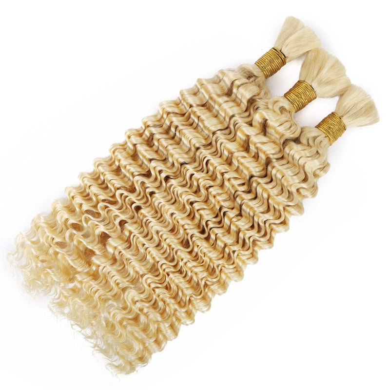 Hairsmarket Human Braiding Hair 613 Blonde Deep Wave Bulk Hair For Micro Braiding No Weft