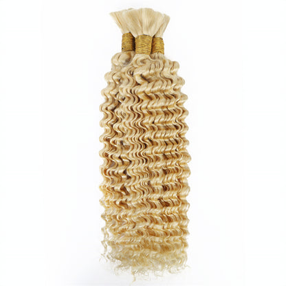 Hairsmarket Human Braiding Hair 613 Blonde Deep Wave Bulk Hair For Micro Braiding No Weft