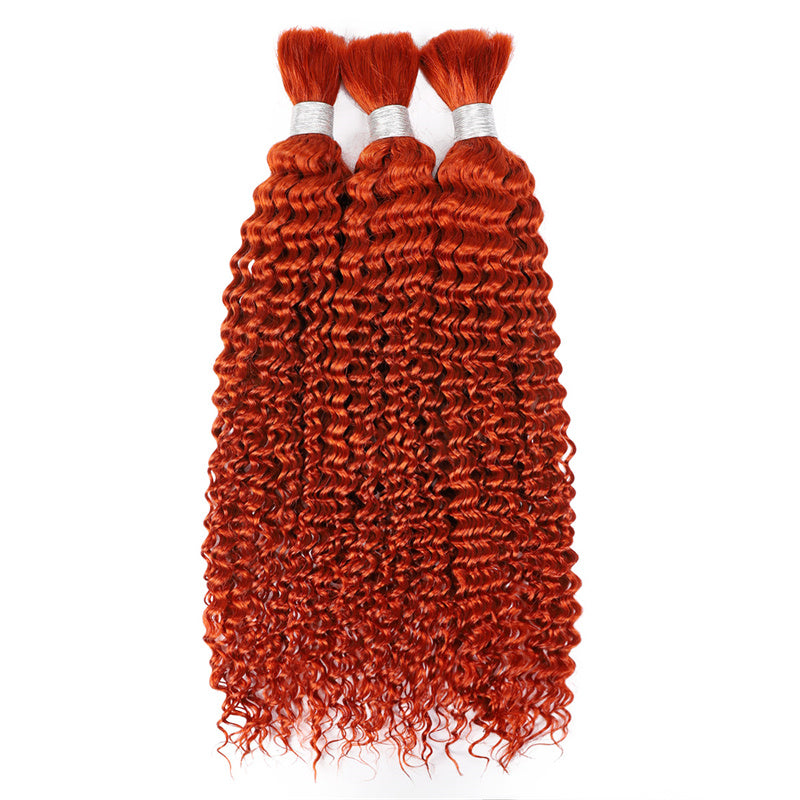 Hairsmarket Ginger Human Braiding Hair Orange Ginger Deep Wave Bulk Human Hair For Braiding Colorful Human Hair Extensions