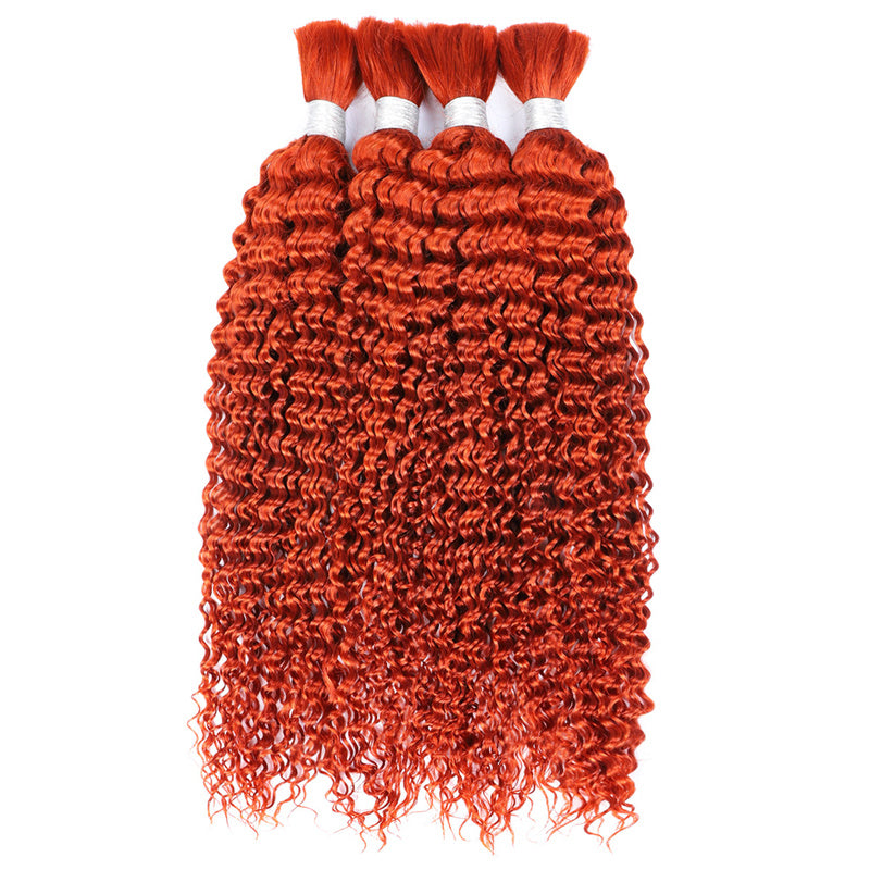 Hairsmarket Ginger Human Braiding Hair Orange Ginger Deep Wave Bulk Human Hair For Braiding Colorful Human Hair Extensions