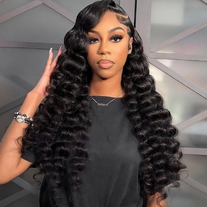 Wear &amp; Go Loose Deep Wave Human Hair Wigs HD Transparent 13x6 Lace Front Wigs Pre Cut Lace