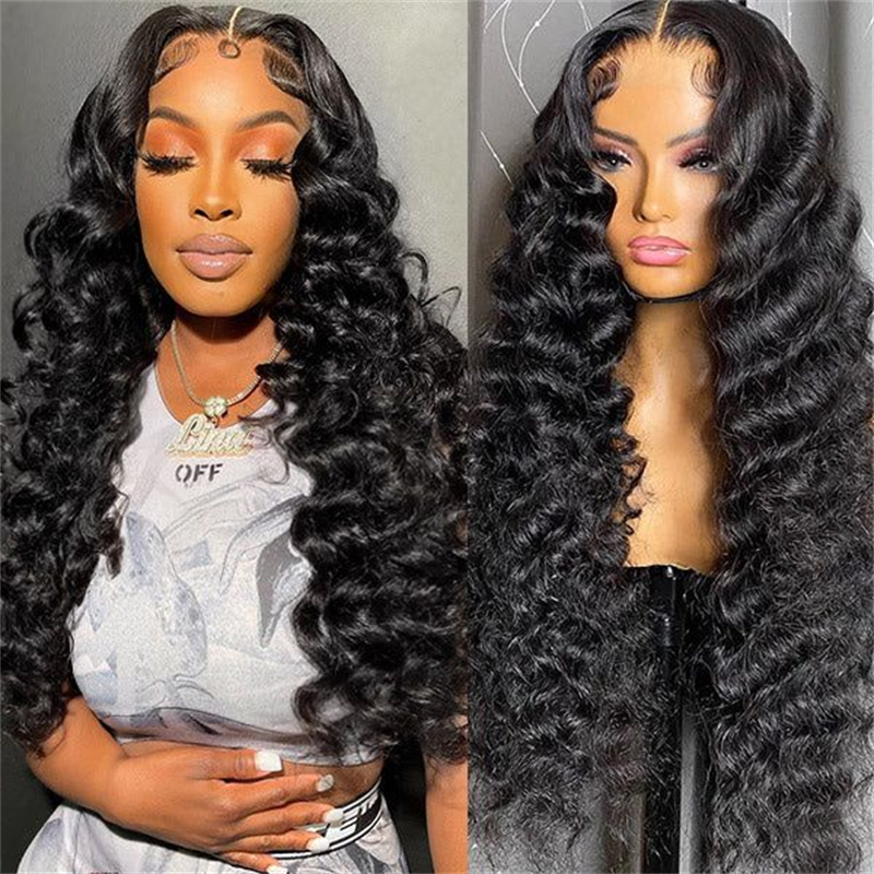 Double Drawn Hair Loose Deep Wave HD Lace Wigs Human Hair 13x4 Lace Frontal Wig