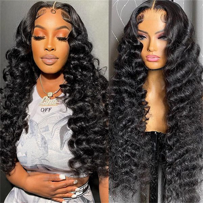 Double Drawn Hair Loose Deep Wave HD Lace Wigs Human Hair 13x4 Lace Frontal Wig