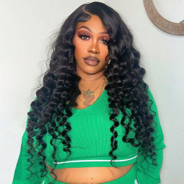 Wear &amp; Go Loose Deep Wave Human Hair Wigs HD Transparent 13x6 Lace Front Wigs Pre Cut Lace