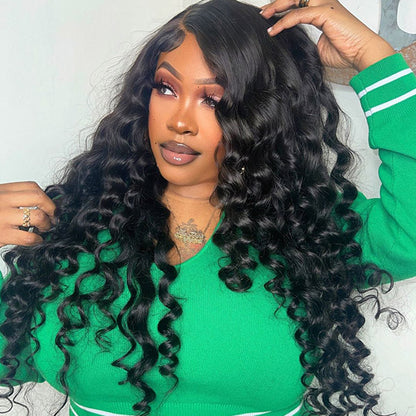 Wear &amp; Go Loose Deep Wave Human Hair Wigs HD Transparent 13x6 Lace Front Wigs Pre Cut Lace