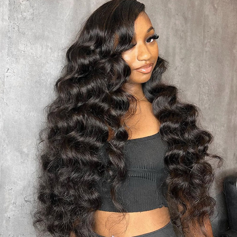 Loose Deep Wave Bundles with Closure Peruvian Hair 3 Bundles with 4x4 Lace Closure