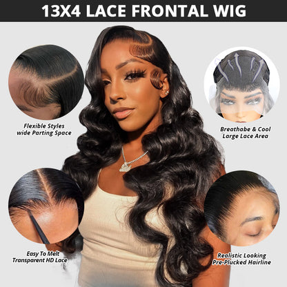 Loose Wave Glueless Wigs 13x4 HD Lace Front Wigs Pre Plucked Human Hair Lace Part Wig